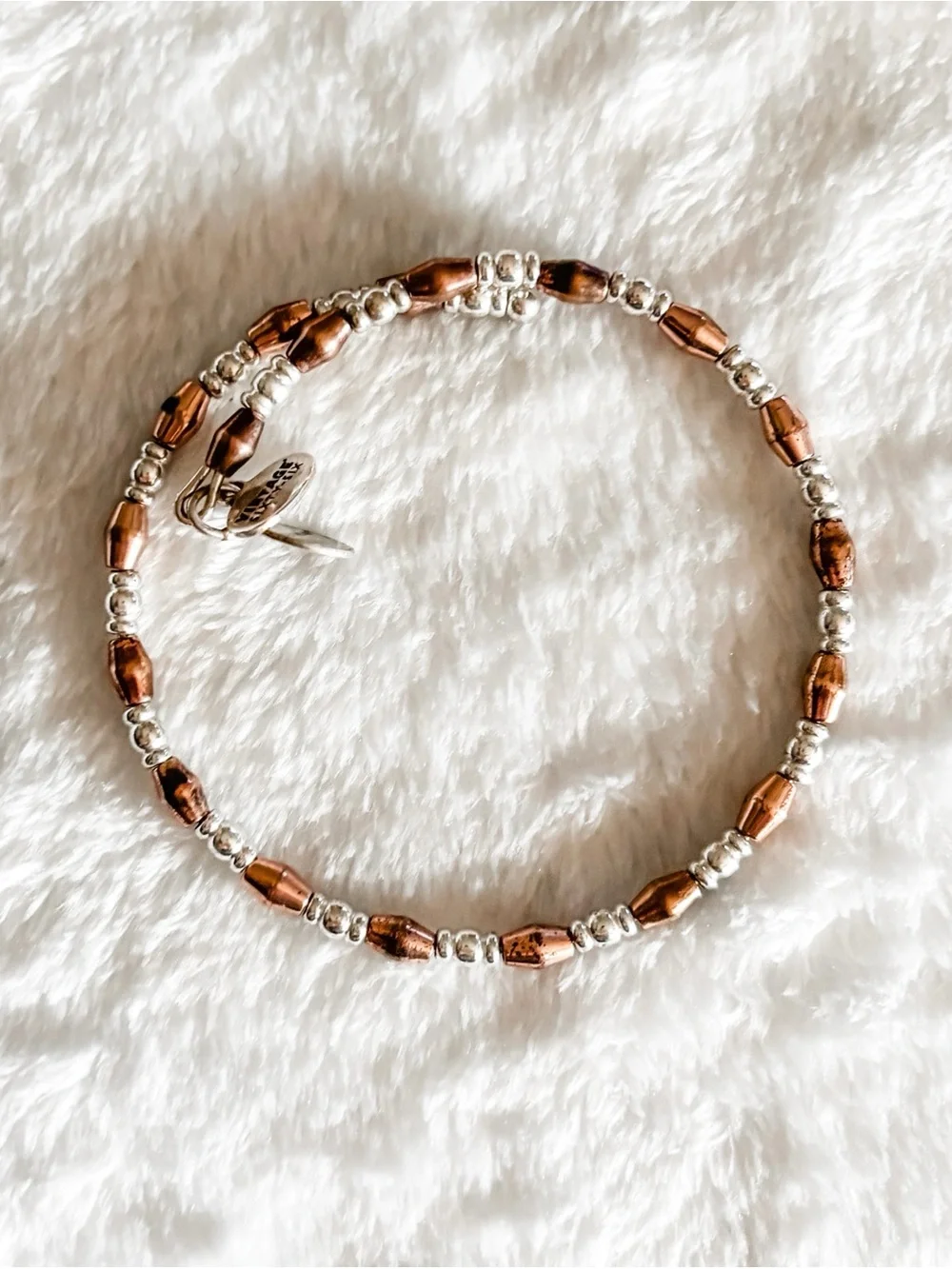 Alex and Ani Two-Tone Beaded Wrap Bracelet - Silver & Rose Gold